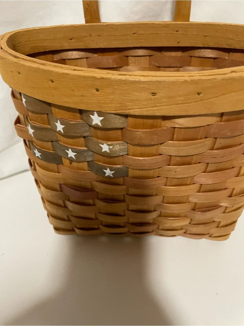 Handwoven Tan Basket Tote with Star Accent
